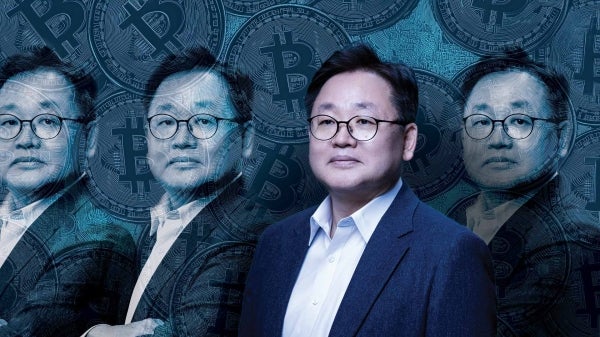 Gail-Joon Ahn photo repeated against an illustrated background of bitcoins